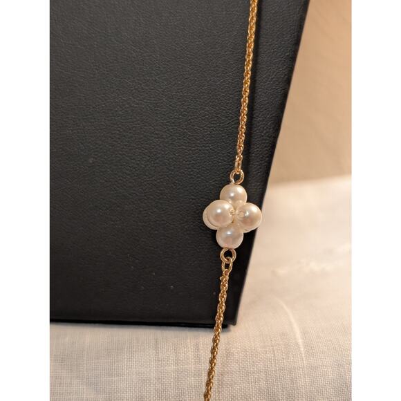 Vintage Napier Long Gold Tone Rope Chain Cluster Faux Pearl Necklace - Picture 4 of 6